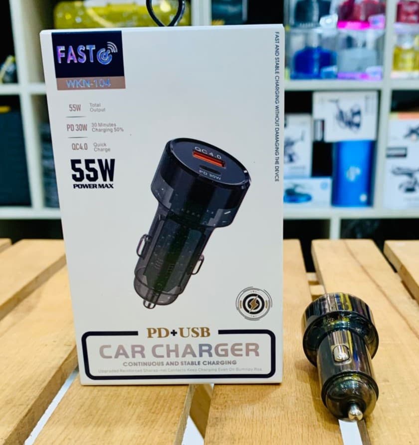 Fast Car Charger 55W WKN-106 (QC4.0+PD30W)